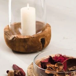 Leonardo Windlicht TERRA 27 Cm Sockel Mit Teakholz -Leonardo Vase shop 210 TERRA Schale 084411 WL 084409 H