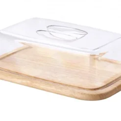 Continenta Käseglocke Rechteckig Aus Gummibaumholz, 2-teilig