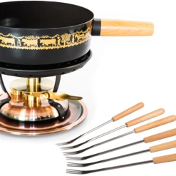 Stöckli Käsefonduegarnitur Alpaufzug Emotion, Kupfer Brüniert