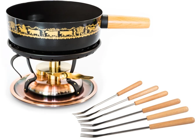 Stöckli Käsefonduegarnitur Alpaufzug Emotion, Kupfer Brüniert 3 Stöckli Käsefonduegarnitur Alpaufzug Emotion, Kupfer Brüniert